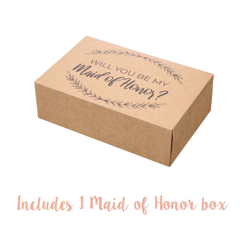 Pop Fizz Designs Bridesmaid Proposal Box Set I 6 Pack I 1 Maid of Honor Proposal Box and 5 Will You be My Bridesmaid Boxes I Kraft Bridesmaid Boxes for Bridesmaid Gifts - Image 3